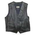 CONWELL Mens Black Leather Waistcoat XL Button Woven Classic Vest