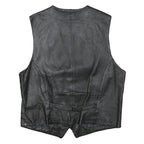CONWELL Mens Black Leather Waistcoat XL Button Woven Classic Vest