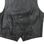 CONWELL Mens Black Leather Waistcoat XL Button Woven Classic Vest