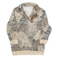 BLAIR Womens Beige Animal Print Printed Top Long Sleeve Collared S Polyester