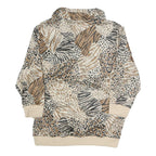 BLAIR Womens Beige Animal Print Printed Top Long Sleeve Collared S Polyester