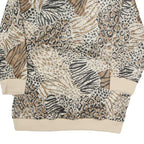 BLAIR Womens Beige Animal Print Printed Top Long Sleeve Collared S Polyester