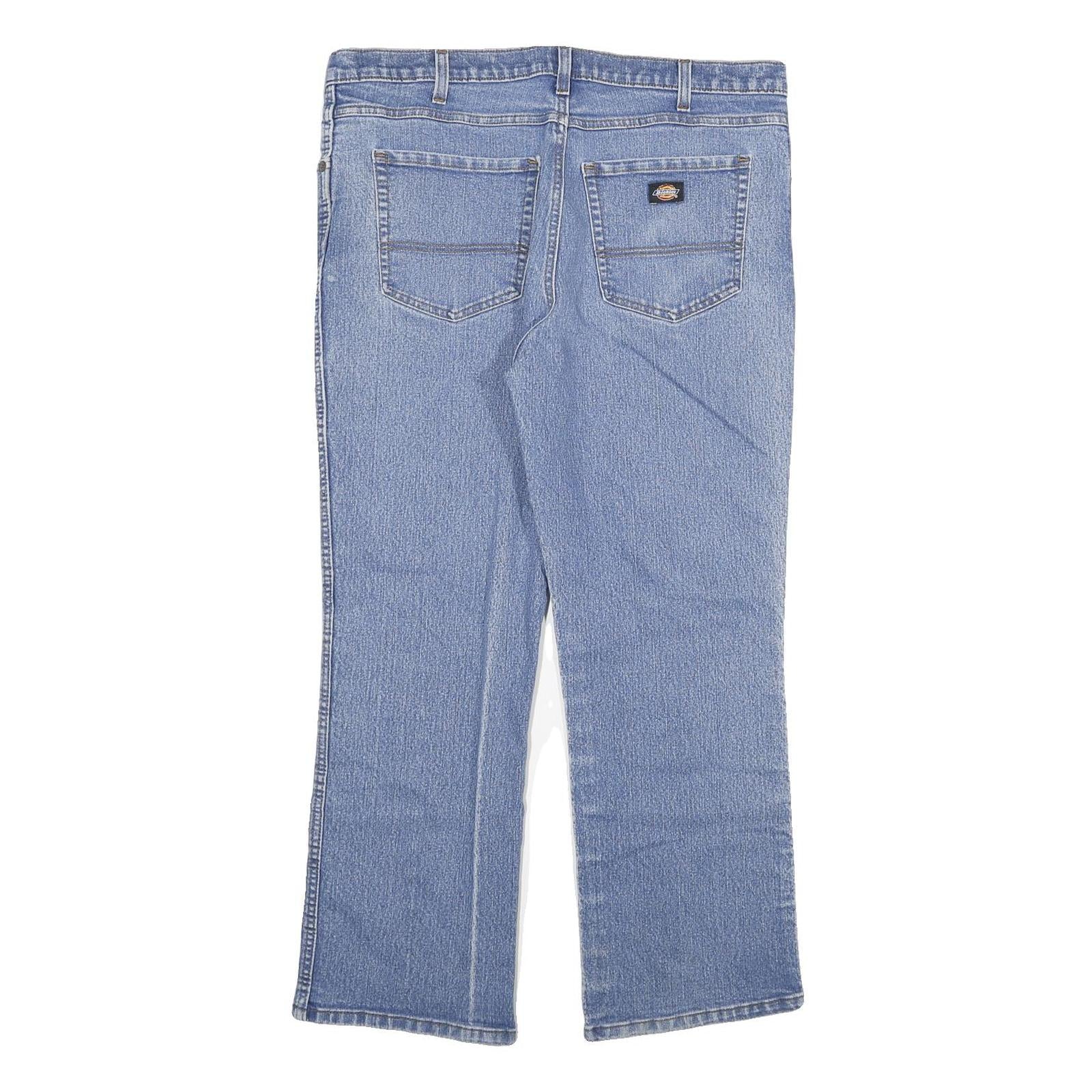 DICKIES Mens Jeans Blue Regular Straight Denim Medium W38 L30 Workwear Zip