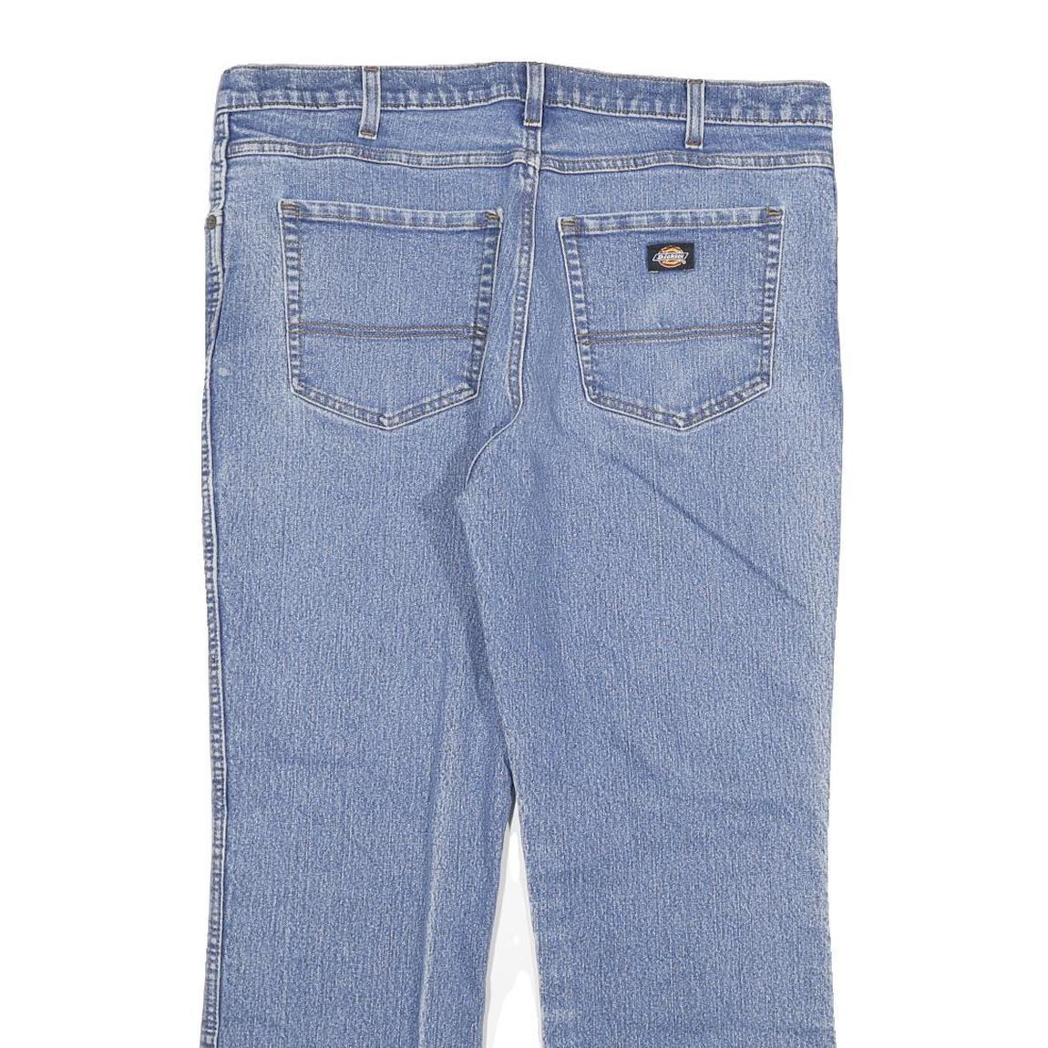 DICKIES Mens Jeans Blue Regular Straight Denim Medium W38 L30 Workwear Zip