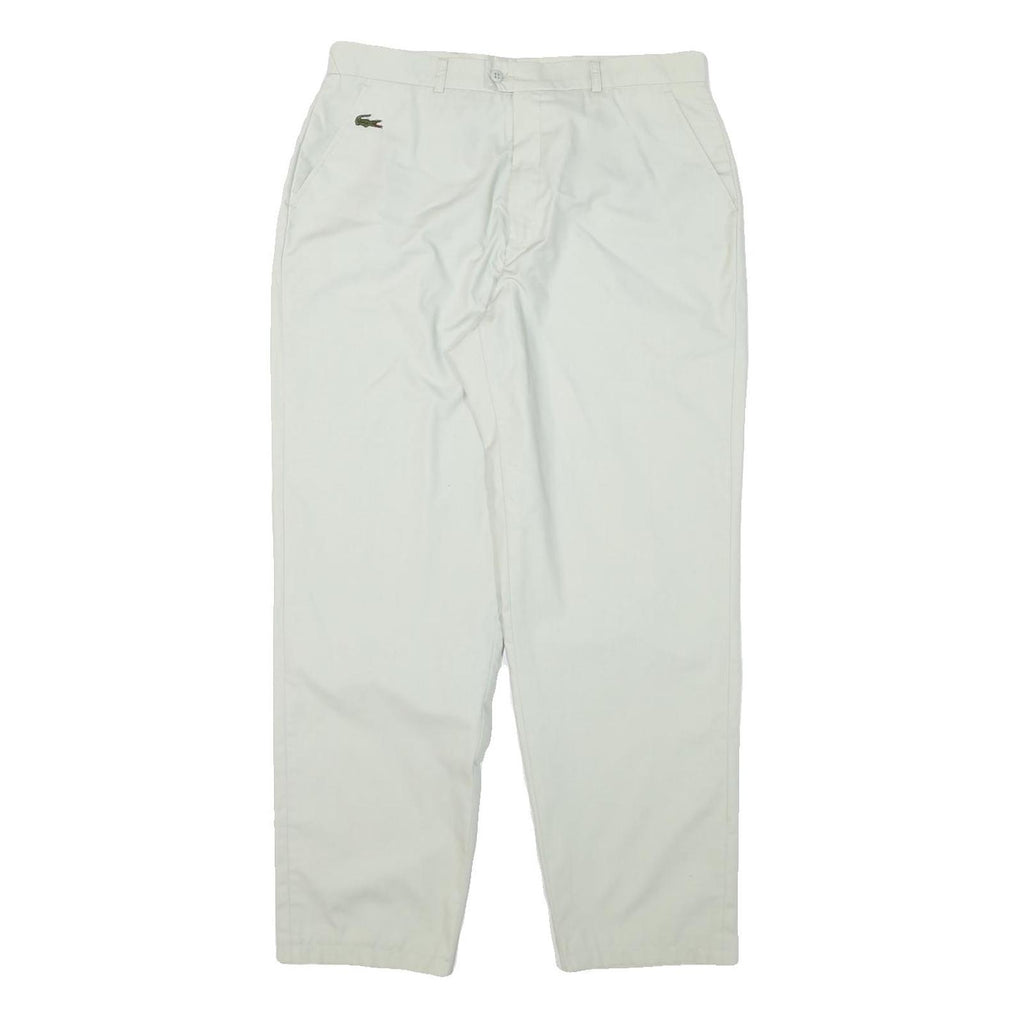 LACOSTE Mens Cotton Blend White Relaxed Straight Trousers W31 L27 Casual Summer