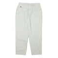 LACOSTE Mens Cotton Blend White Relaxed Straight Trousers W31 L27 Casual Summer