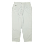 LACOSTE Mens Cotton Blend White Relaxed Straight Trousers W31 L27 Casual Summer