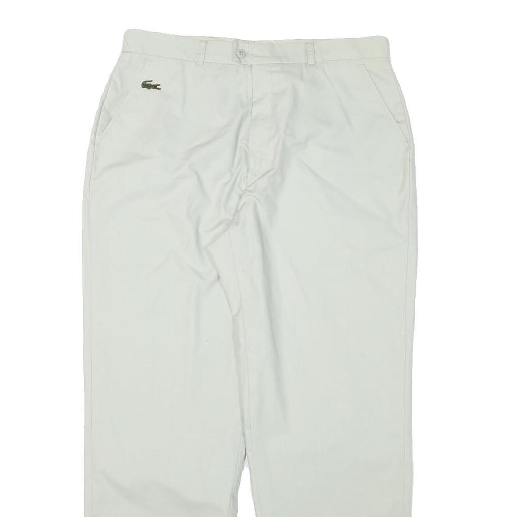 LACOSTE Mens Cotton Blend White Relaxed Straight Trousers W31 L27 Casual Summer