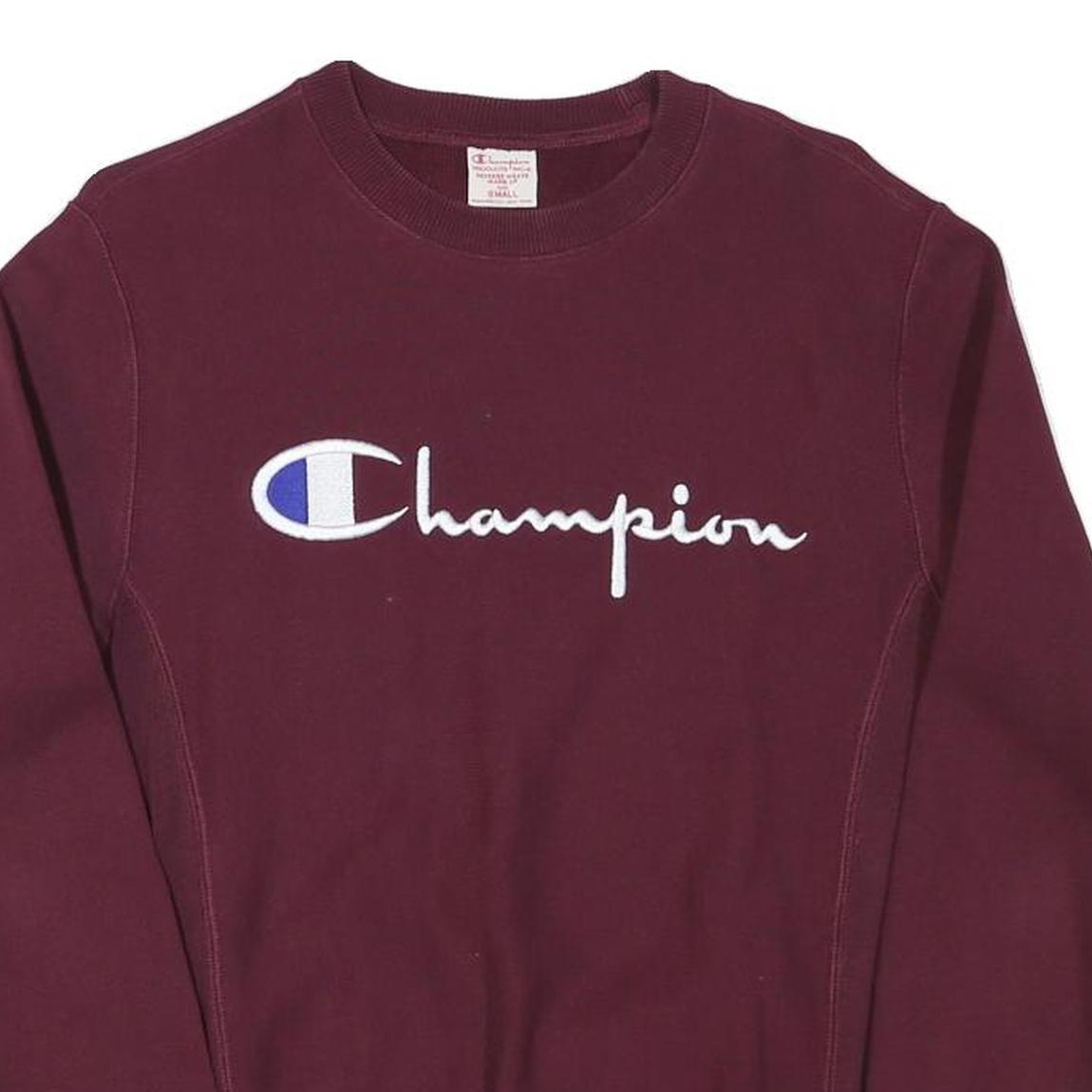 CHAMPION Mens Maroon Crew Neck S Cotton Blend Pullover Sweatshirt