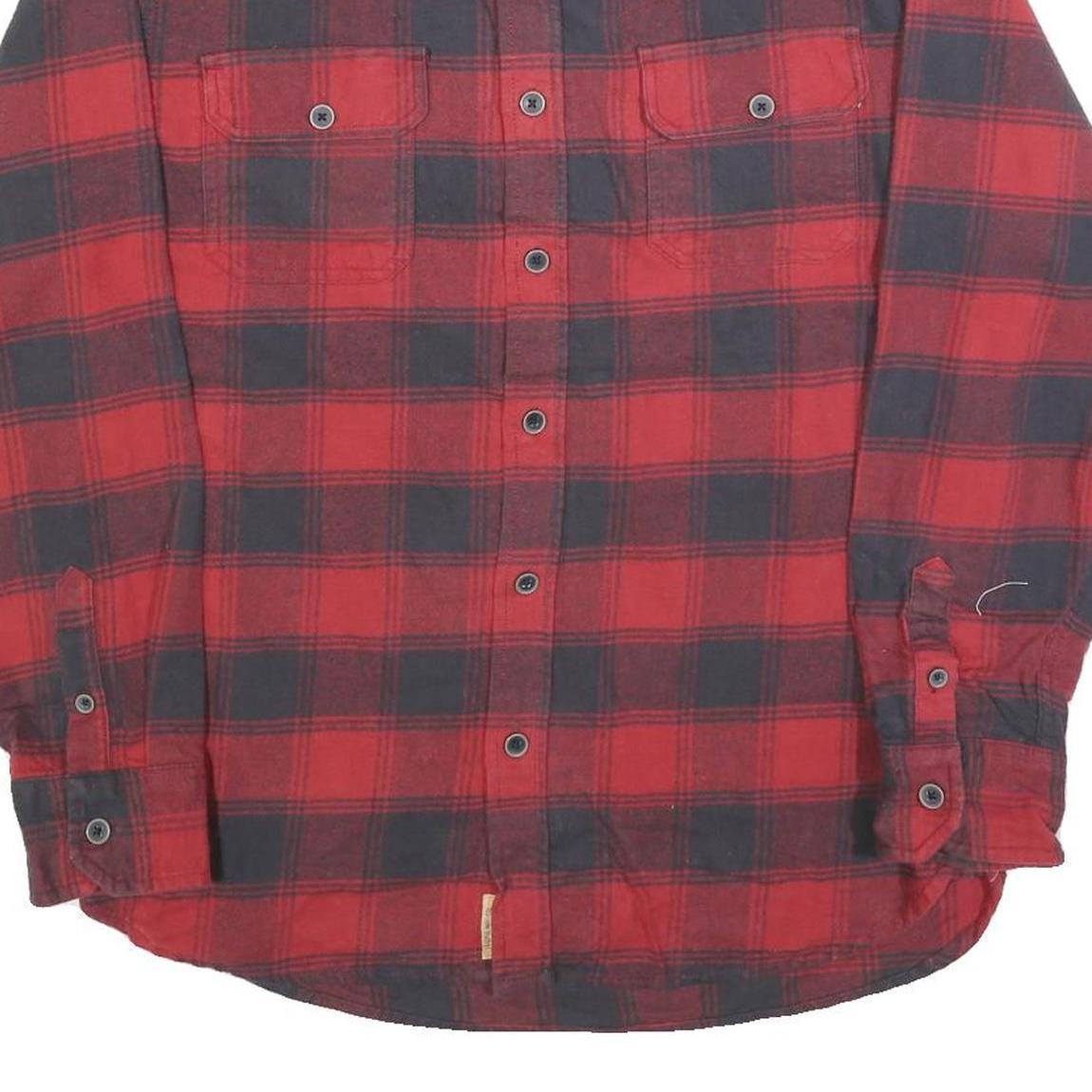 JACHS Mens Red & Black Check Shirt M Cotton Blend Classic Button Down