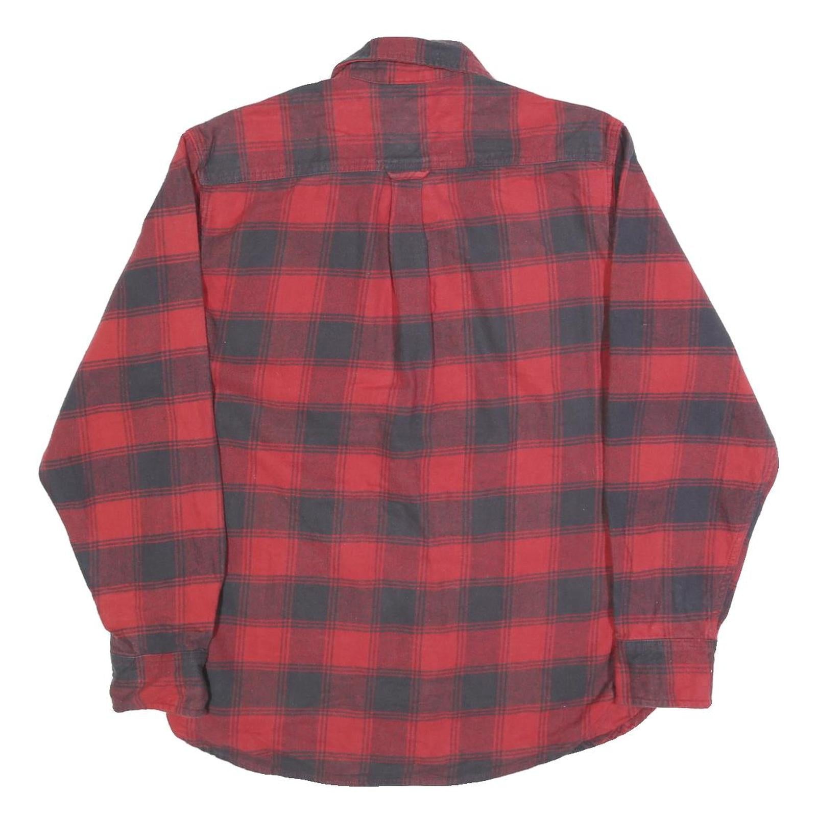 JACHS Mens Red & Black Check Shirt M Cotton Blend Classic Button Down