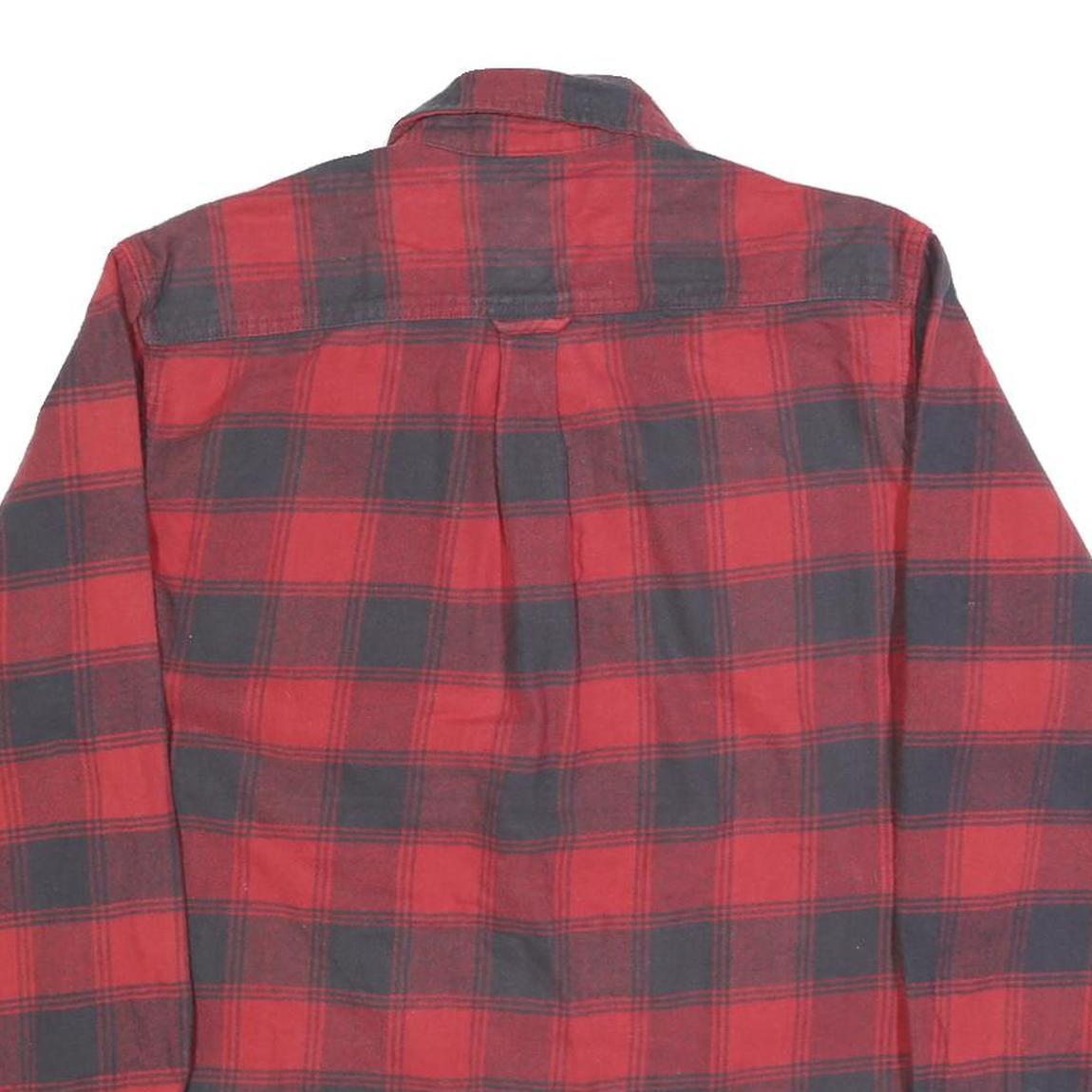 JACHS Mens Red & Black Check Shirt M Cotton Blend Classic Button Down