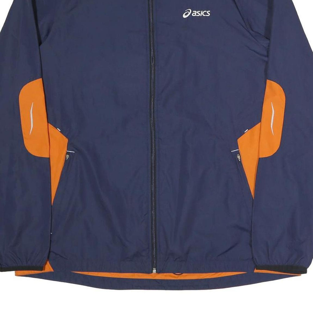 ASICS Mens Navy & Orange Zip Jacket XL Polyester Blend Colourblock Sportswear