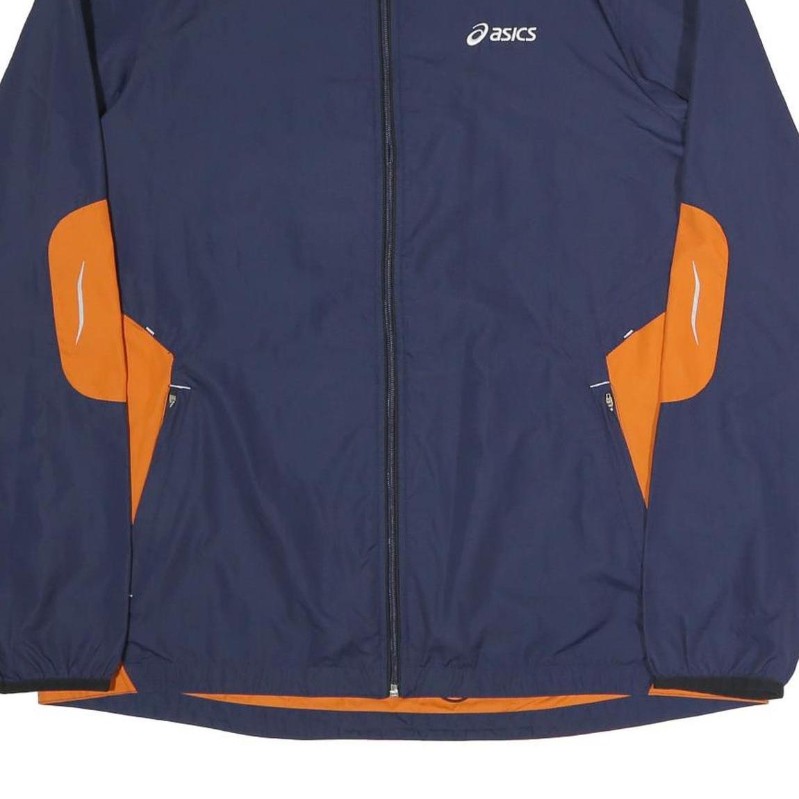 ASICS Mens Navy & Orange Zip Jacket XL Polyester Blend Colourblock Sportswear