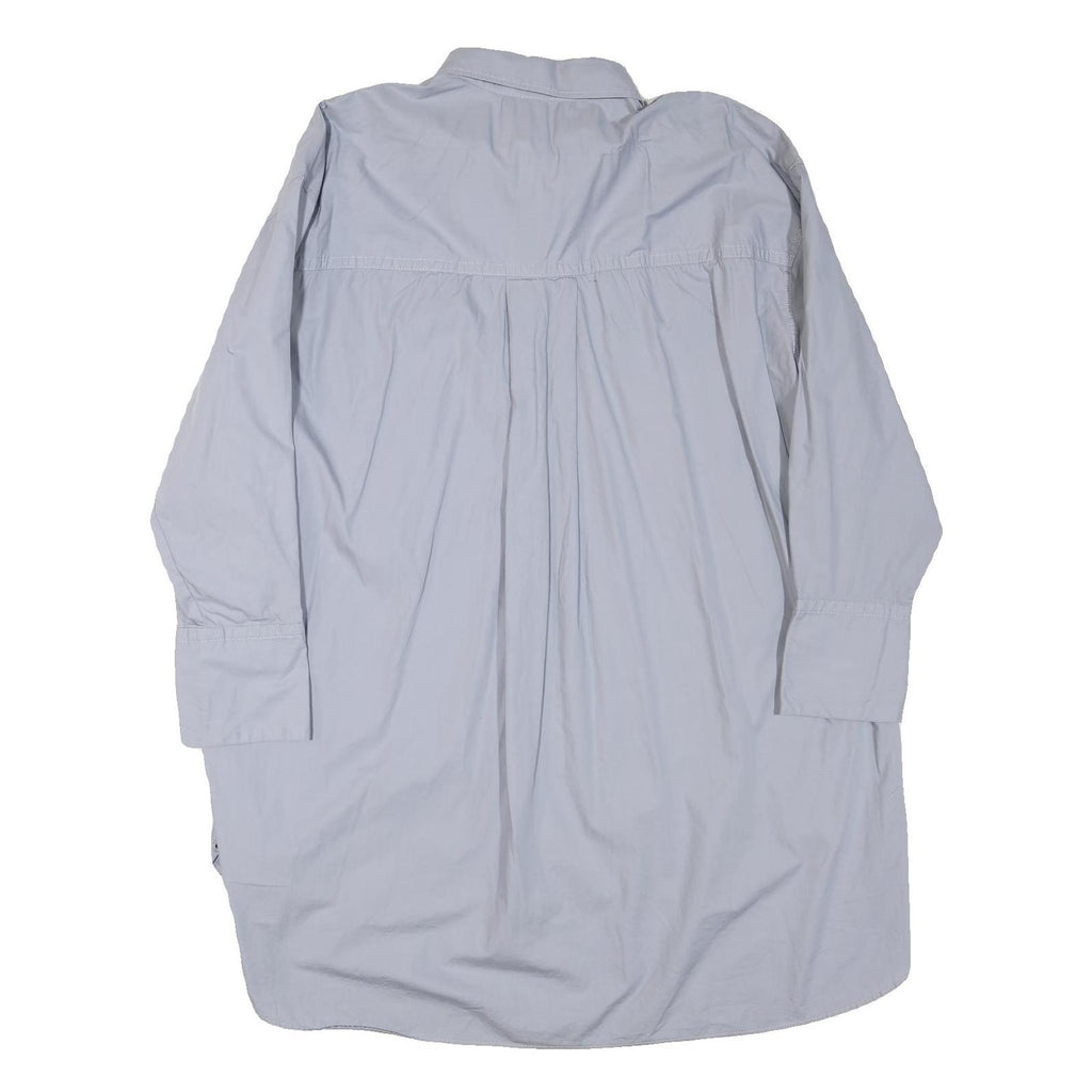ZARA Womens Light Blue Oversized Shirt Long Sleeve Collared Cotton Blend XL