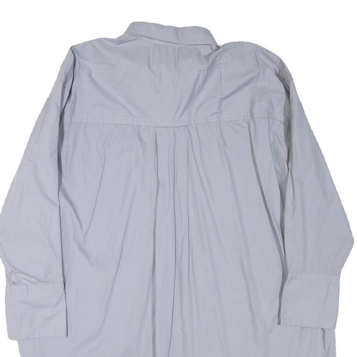 ZARA Womens Light Blue Oversized Shirt Long Sleeve Collared Cotton Blend XL