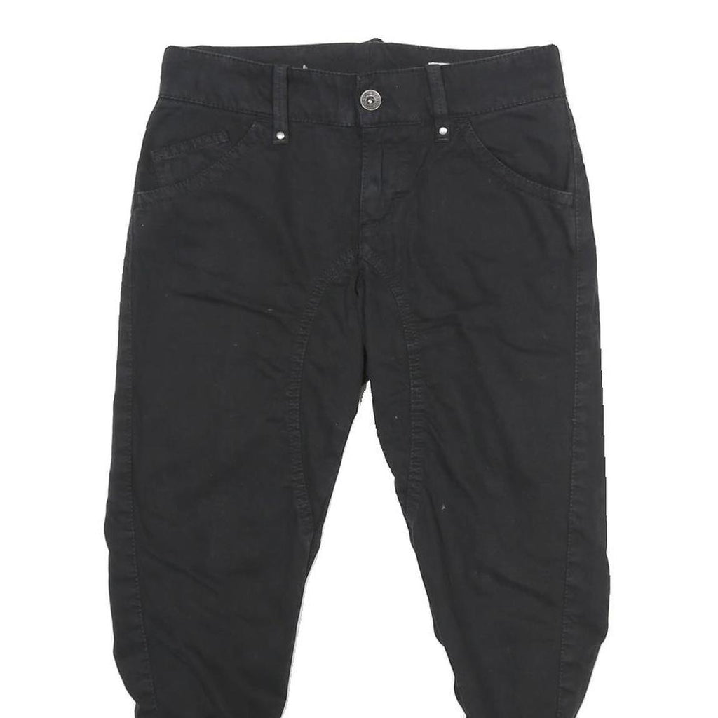 GAS Womens Cotton Black Regular Fit Tapered Leg Trousers W25 L25 Stylish Zip