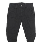 GAS Womens Cotton Black Regular Fit Tapered Leg Trousers W25 L25 Stylish Zip