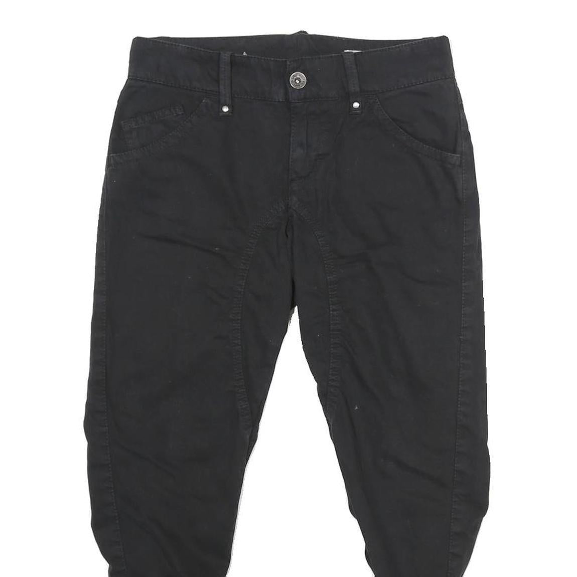 GAS Womens Cotton Black Regular Fit Tapered Leg Trousers W25 L25 Stylish Zip