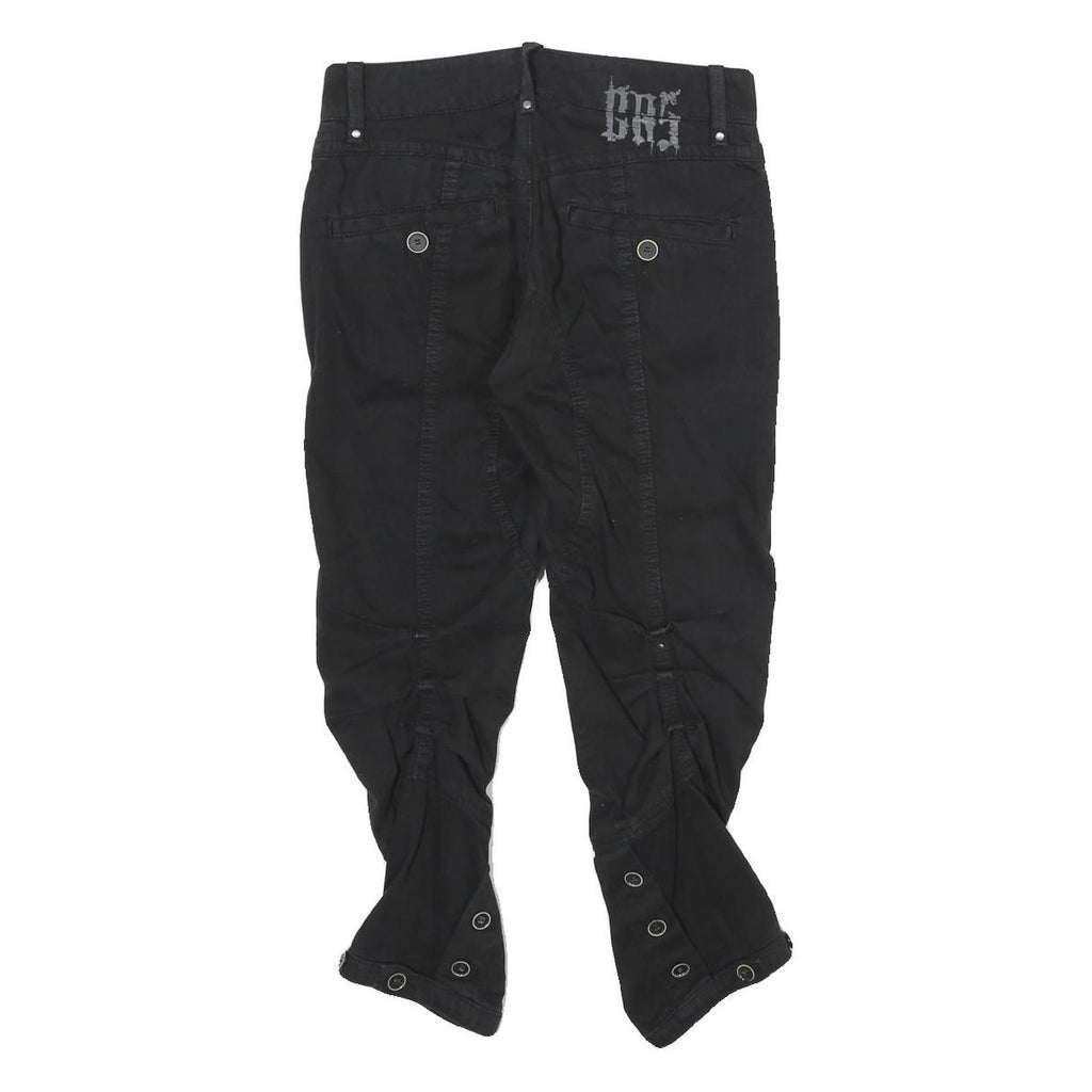 GAS Womens Cotton Black Regular Fit Tapered Leg Trousers W25 L25 Stylish Zip