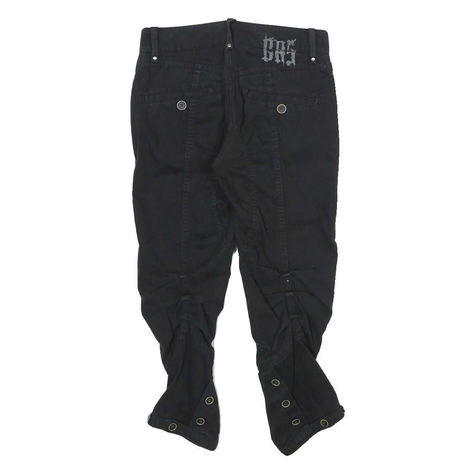 GAS Womens Cotton Black Regular Fit Tapered Leg Trousers W25 L25 Stylish Zip
