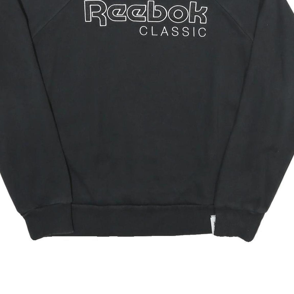REEBOK Womens Black Classic Crew Neck M Cotton Blend Sweatshirt Pullover
