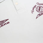 UMBRO Mens White Vintage Football Collection Short Sleeve Polo Shirt M Cotton