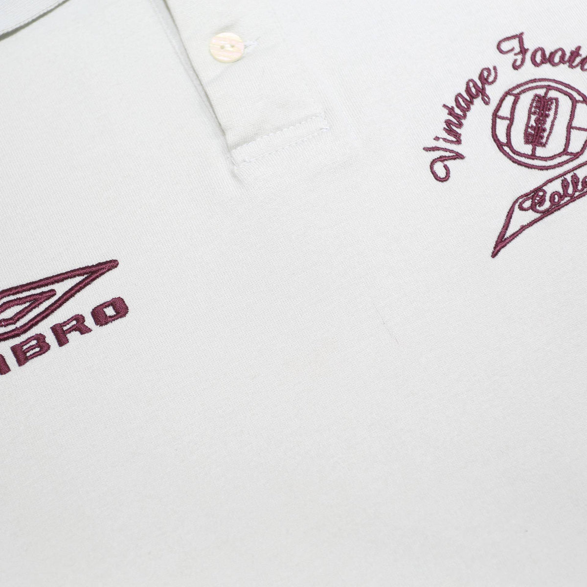 UMBRO Mens White Vintage Football Collection Short Sleeve Polo Shirt M Cotton
