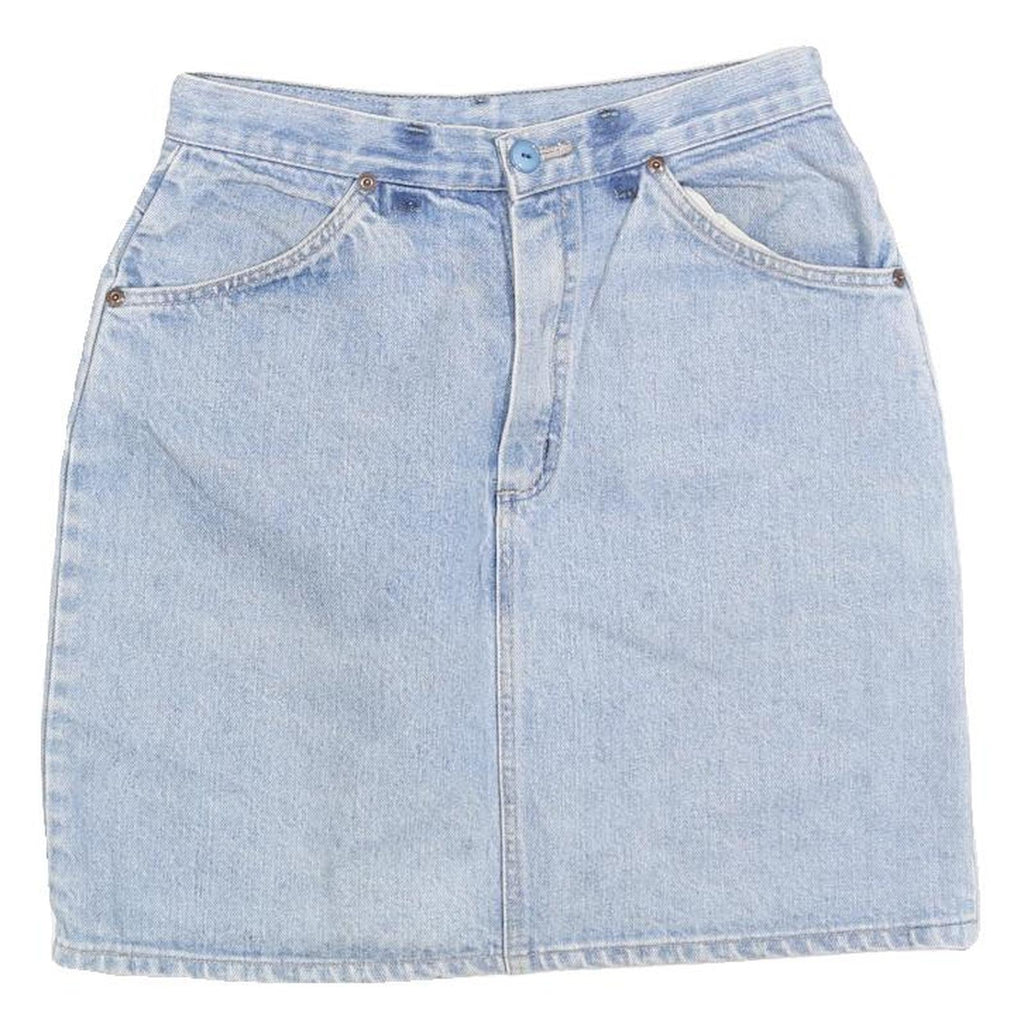 RIFLE Womens Blue Denim Straight Mini Skirt Cotton Blend Short S Button Pockets