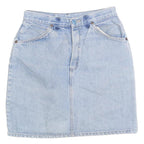 RIFLE Womens Blue Denim Straight Mini Skirt Cotton Blend Short S Button Pockets