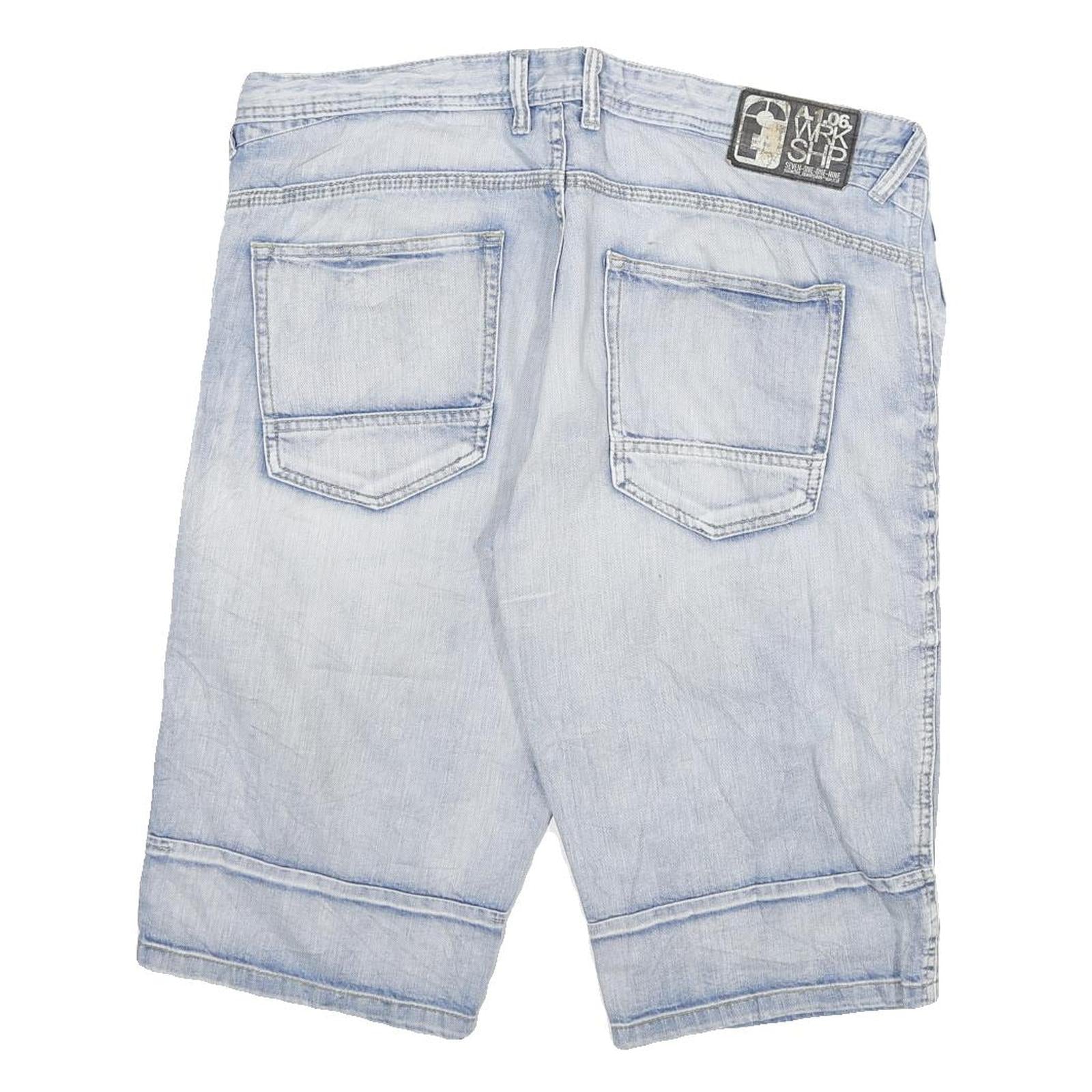 ALTERNATIVE LAB Mens Shorts Blue Casual Denim 2XL W38 Relaxed Fit Light Wash