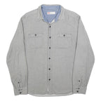 LEVI'S Mens Grey Cotton Blend Shirt L Button Pocket Casual Classic