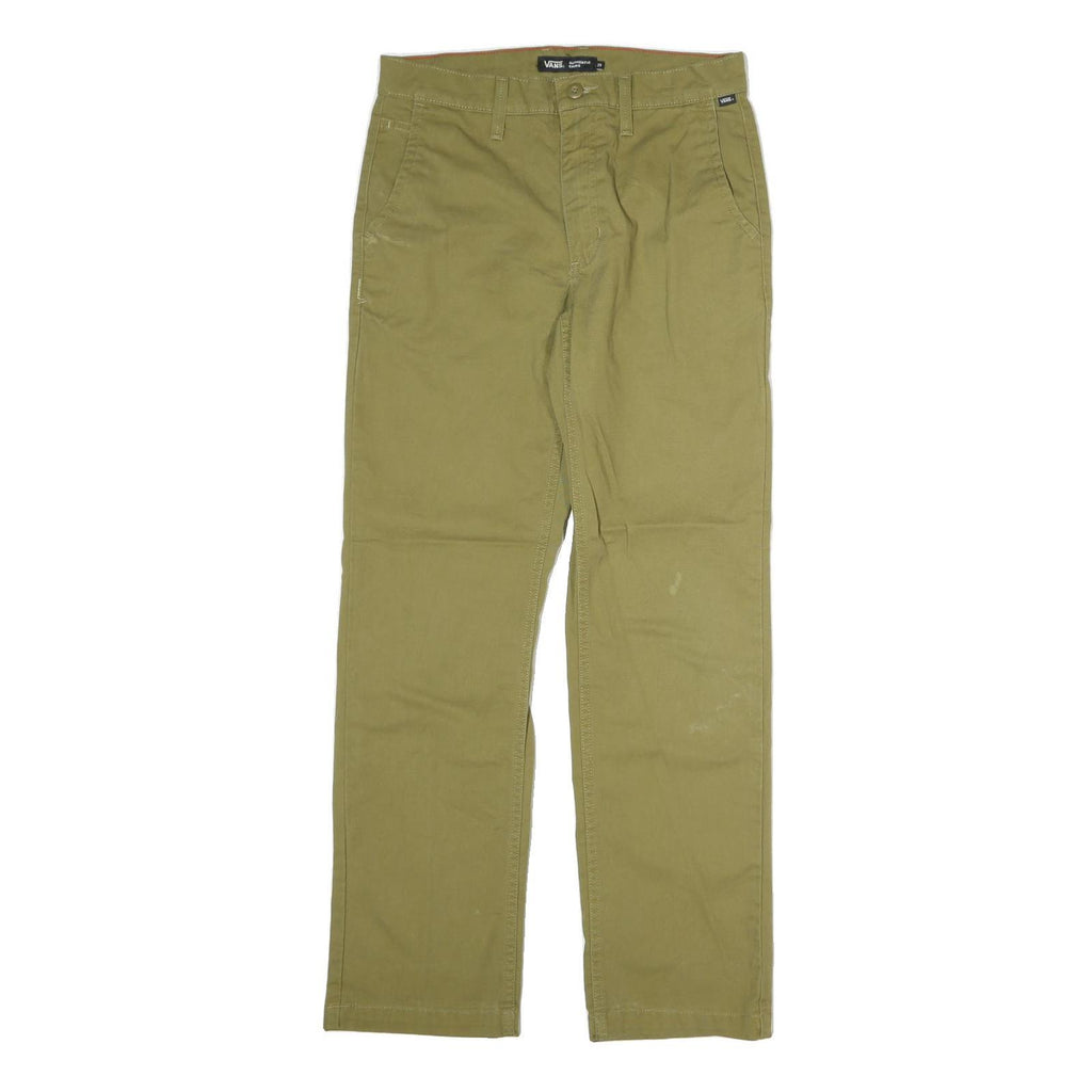 VANS Mens Cotton Beige Regular Straight Trousers W29 L30 Casual Zip Closure