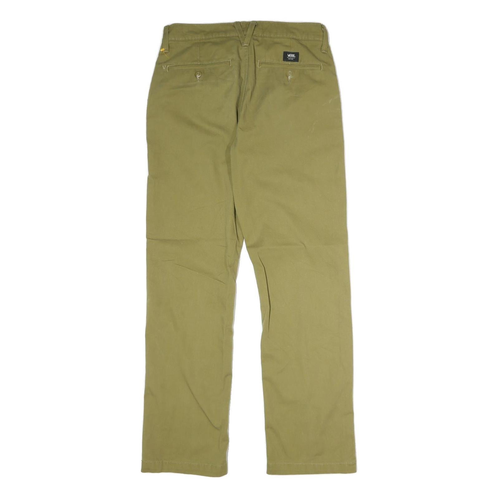 VANS Mens Cotton Beige Regular Straight Trousers W29 L30 Casual Zip Closure