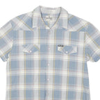 WRANGLER Mens Blue & Yellow Check Shirt M Western Style Casual Button Up
