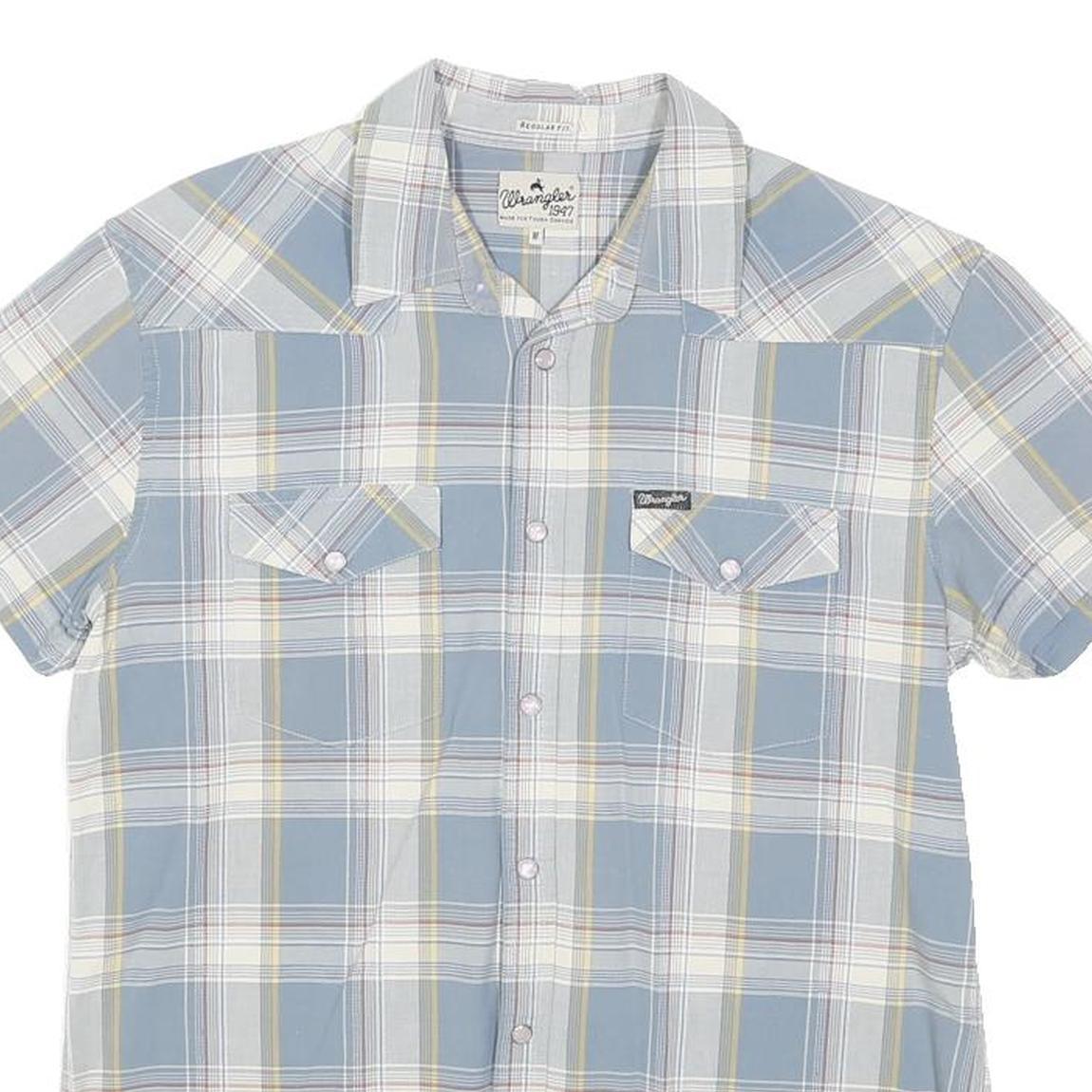 WRANGLER Mens Blue & Yellow Check Shirt M Western Style Casual Button Up