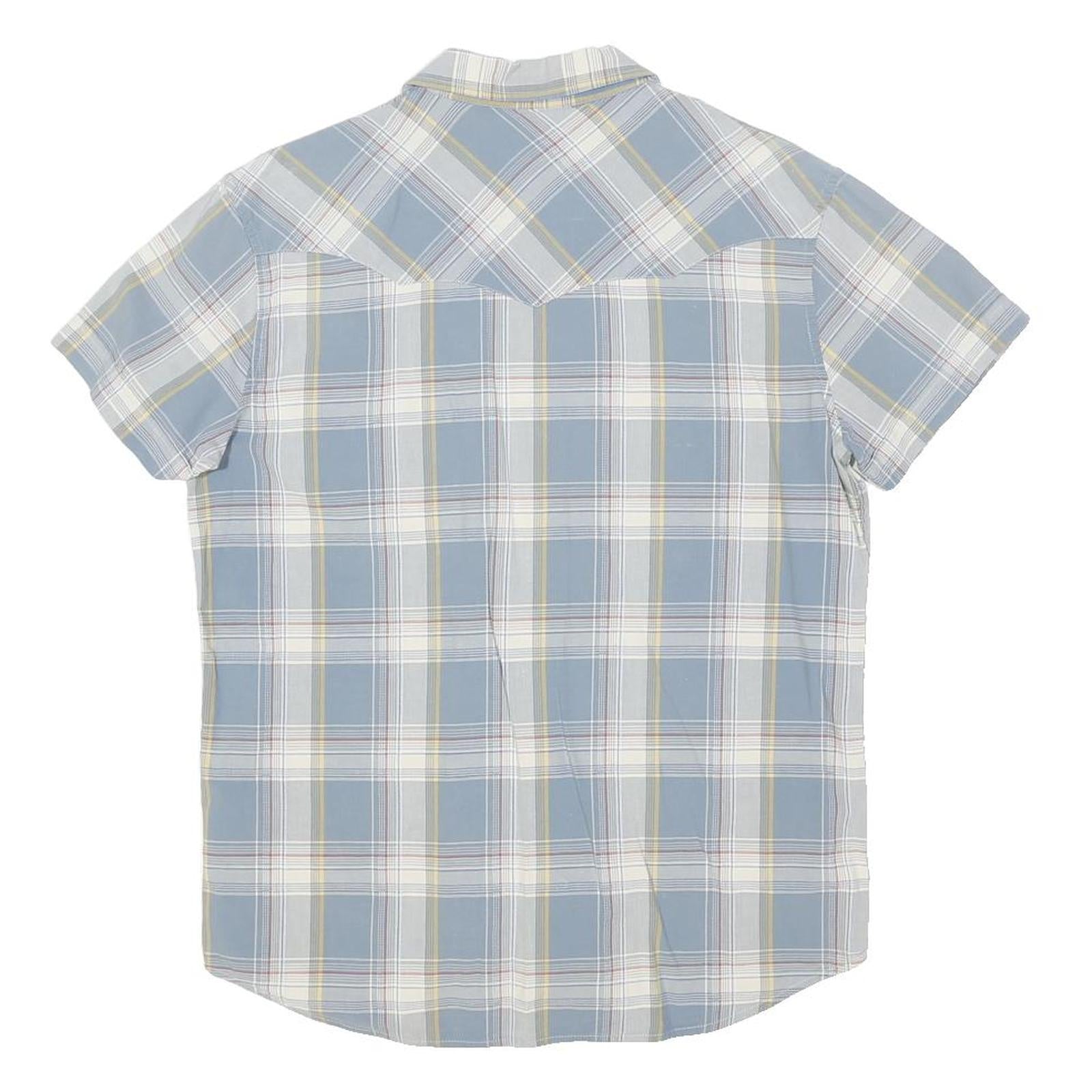 WRANGLER Mens Blue & Yellow Check Shirt M Western Style Casual Button Up