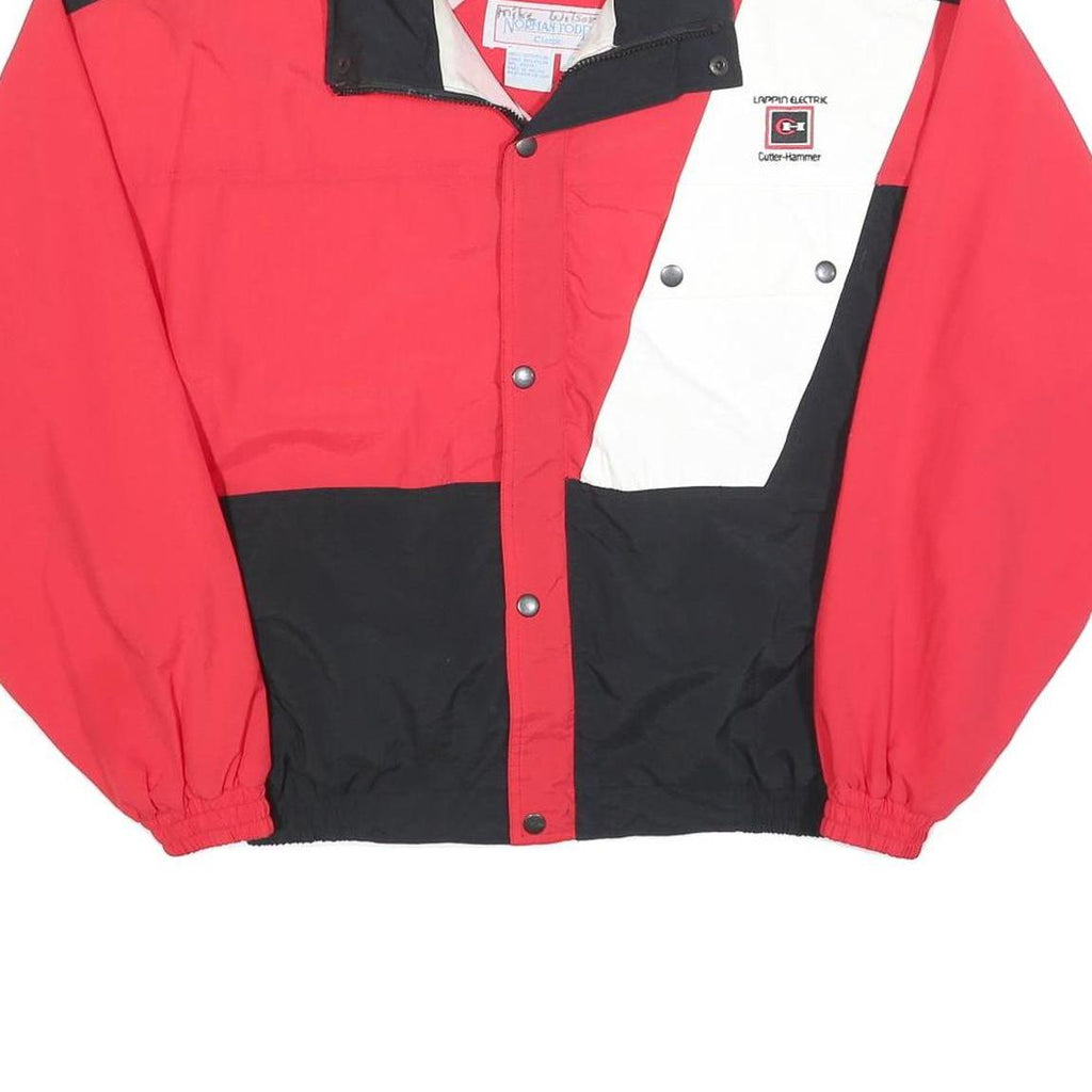 NORMAN TODD Mens Red & Black Colourblock Zip Jacket M Nylon Casual Outerwear