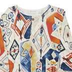 ALFRED DUNNER Womens Cream Orange Blue Patterned Cotton Jumper XL Casual Wear