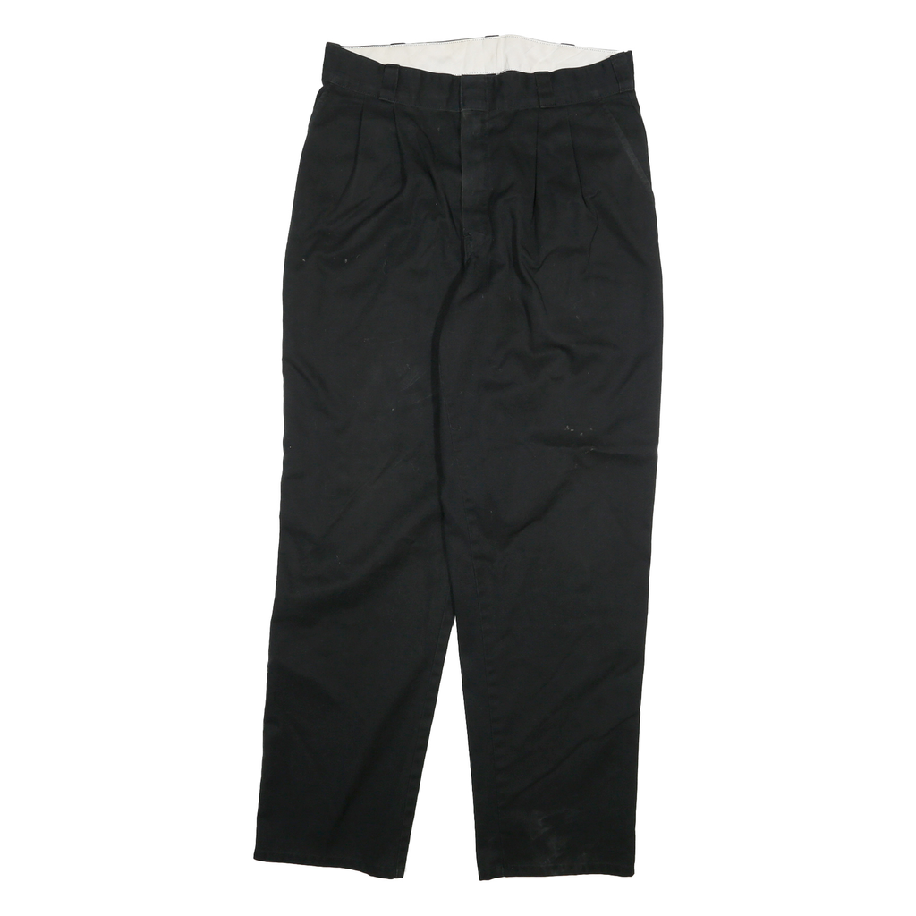 DICKIES Mens Cotton Blend Black Regular Fit Straight Trousers W32 L31 Workwear