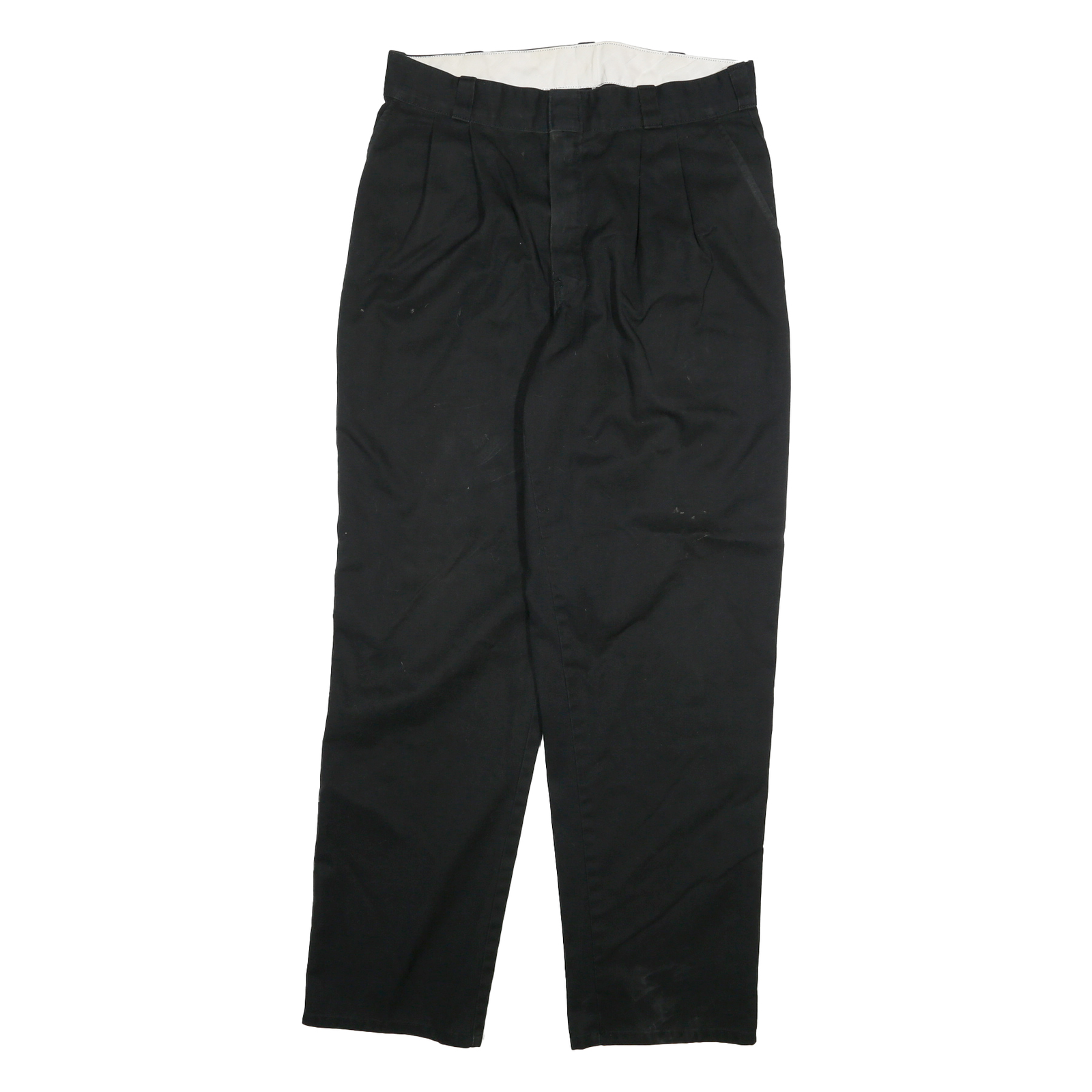 DICKIES Mens Cotton Blend Black Regular Fit Straight Trousers W32 L31 Workwear