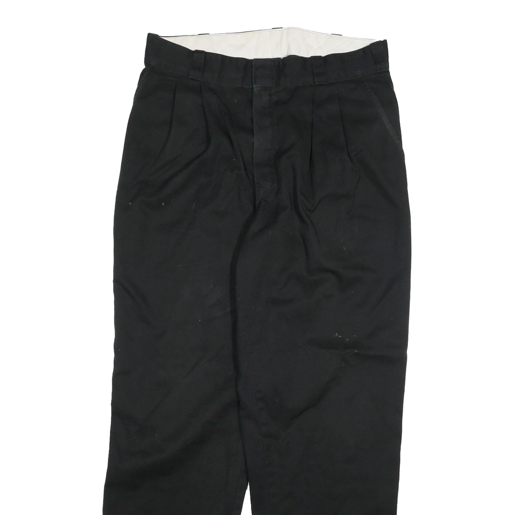 DICKIES Mens Cotton Blend Black Regular Fit Straight Trousers W32 L31 Workwear