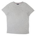 TOMMY HILFIGER Mens Grey Crew Neck Short Sleeve Logo T-Shirt L Cotton Blend