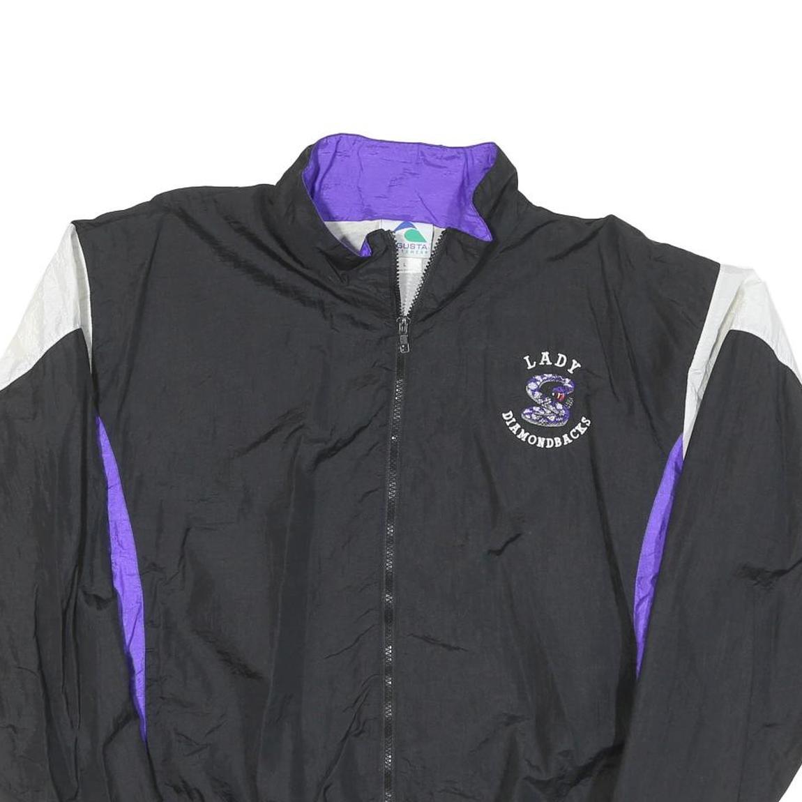 AUGUSTA Mens Black & Purple Lady Diamondbacks Sports Track Jacket L Polyester