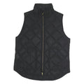 J.CREW Womens Black Quilted Jacket M Polyester Blend Zip Pockets Sleeveless