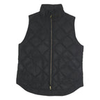 J.CREW Womens Black Quilted Jacket M Polyester Blend Zip Pockets Sleeveless