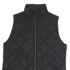 J.CREW Womens Black Quilted Jacket M Polyester Blend Zip Pockets Sleeveless