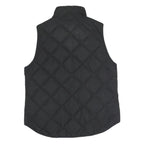 J.CREW Womens Black Quilted Jacket M Polyester Blend Zip Pockets Sleeveless
