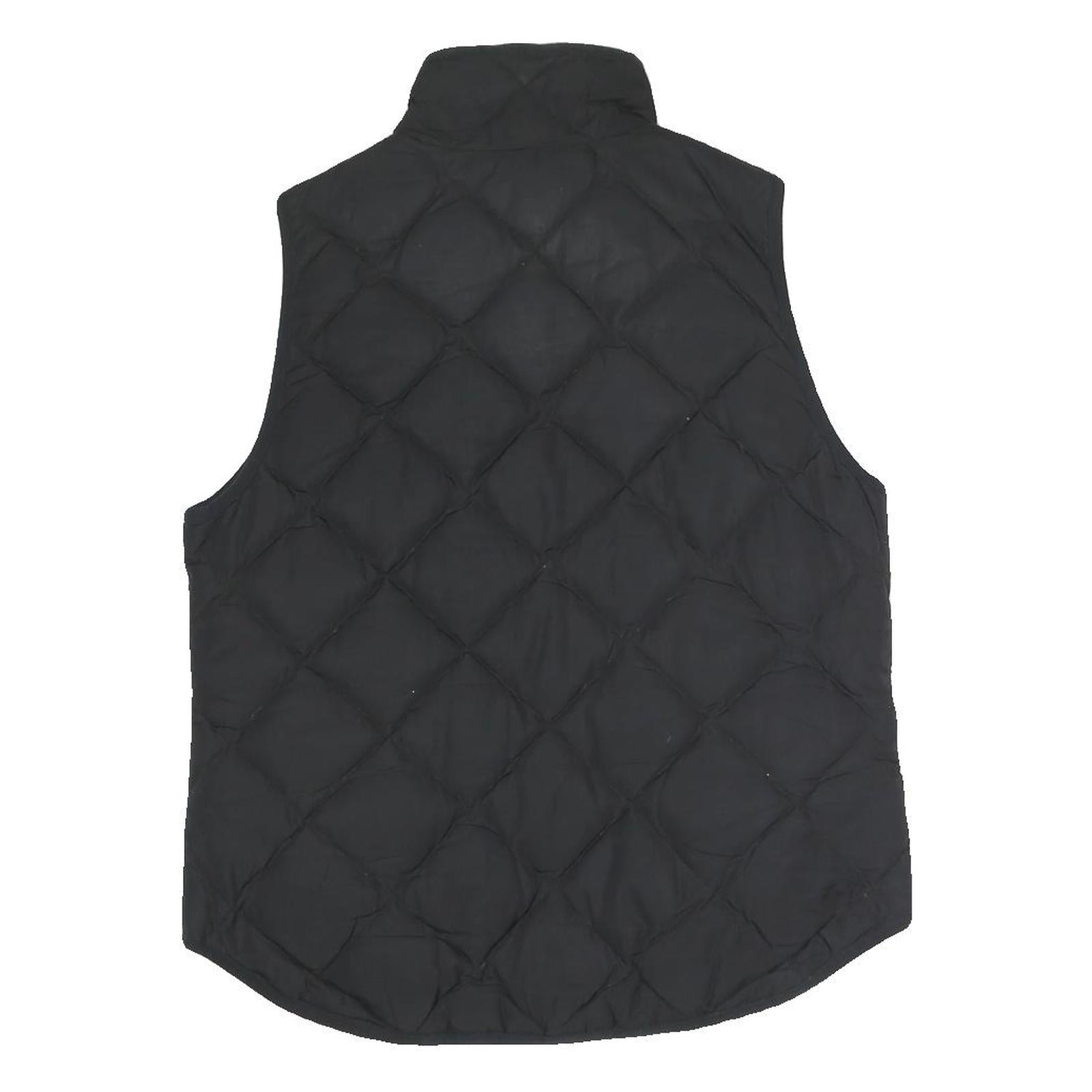 J.CREW Womens Black Quilted Jacket M Polyester Blend Zip Pockets Sleeveless