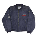 American City Mens Navy Blue Street Logo Bomber Jacket L Polyester Zip